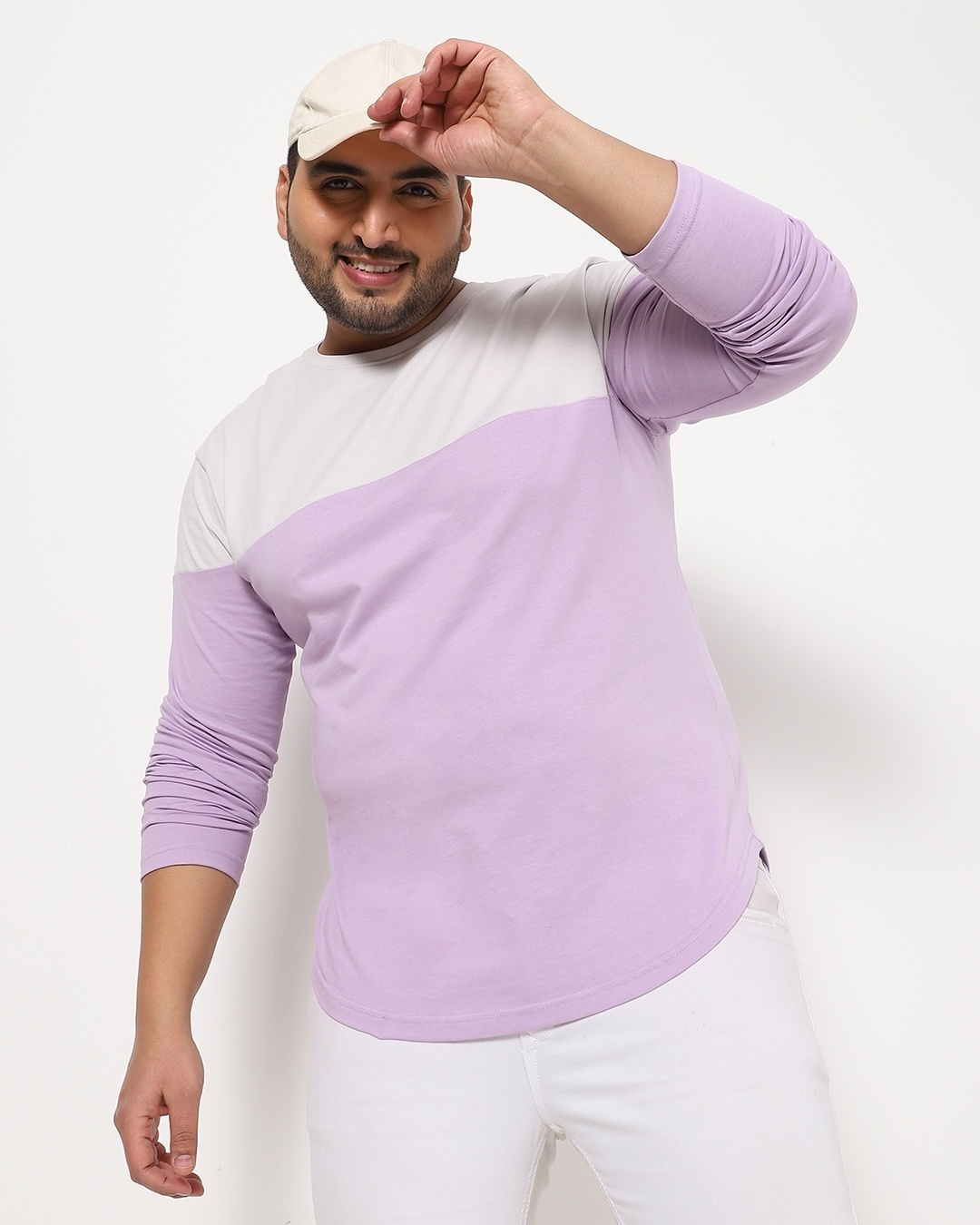 Shop Men's Feel Good Lilac Plus Size Full Sleeve T-shirt-Front