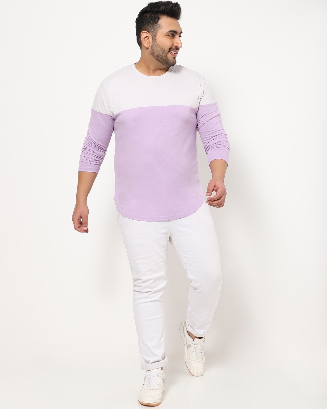 Shop Men's Feel Good Lilac Plus Size Full Sleeve T-shirt-Full