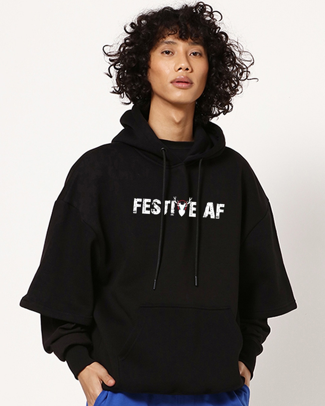 Buy Men's Festive AF-Layer Sleeve Printed Winter Hoodie for Men Online at  Bewakoof