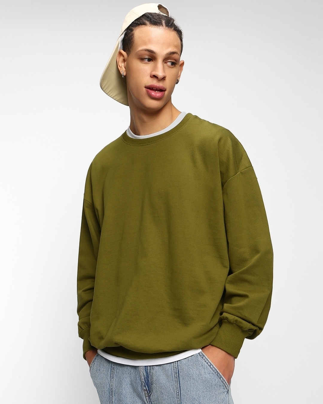 Buy Men's Green Oversized Sweatshirt Online at Bewakoof