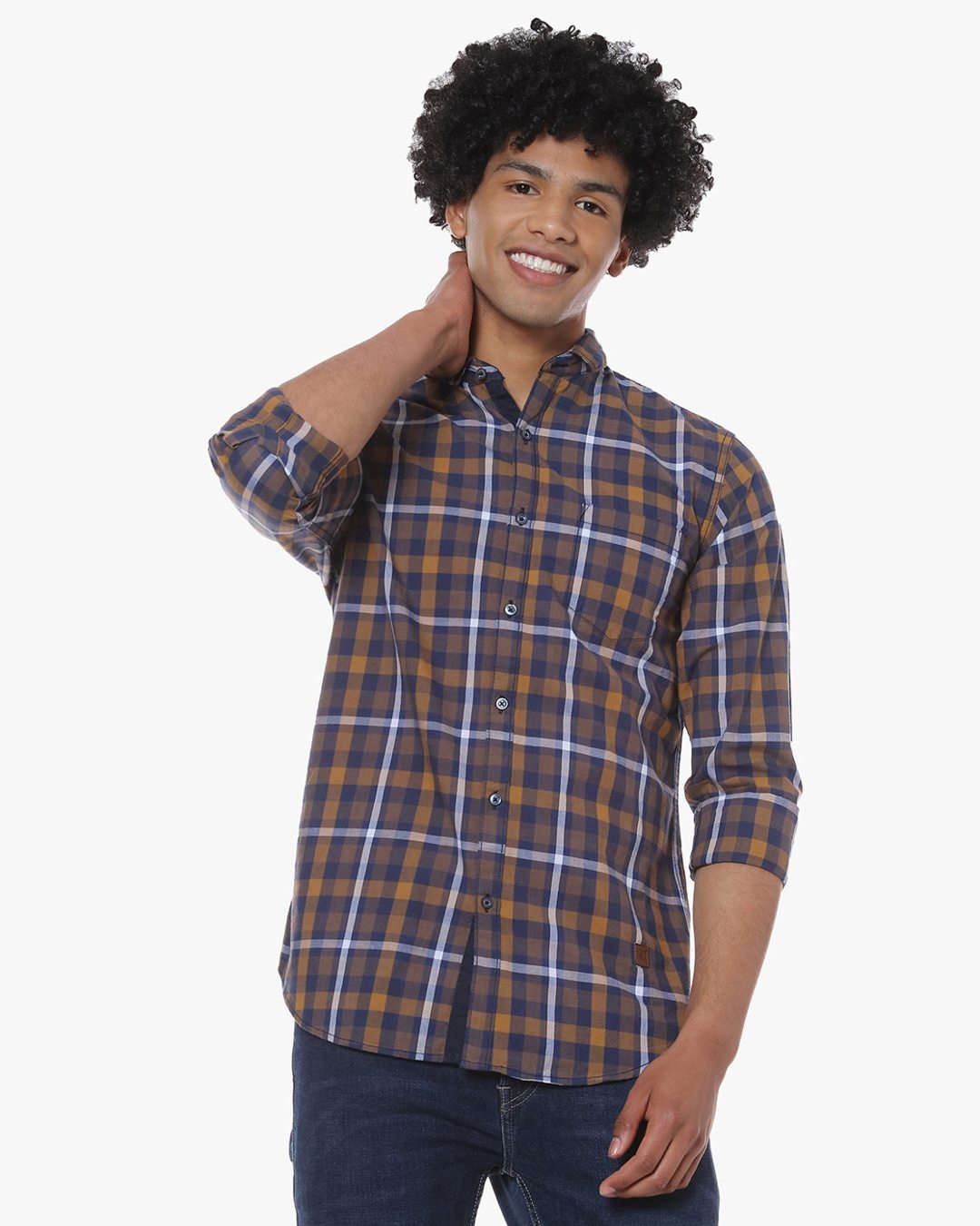 Shop Men's Full Sleeve Checkered Casual Shirt-Front