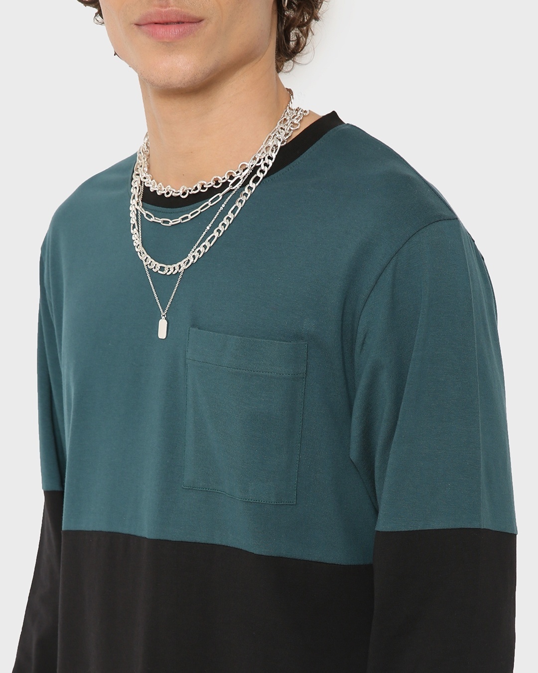 Shop Men's Full Sleeves Color Block T-shirt