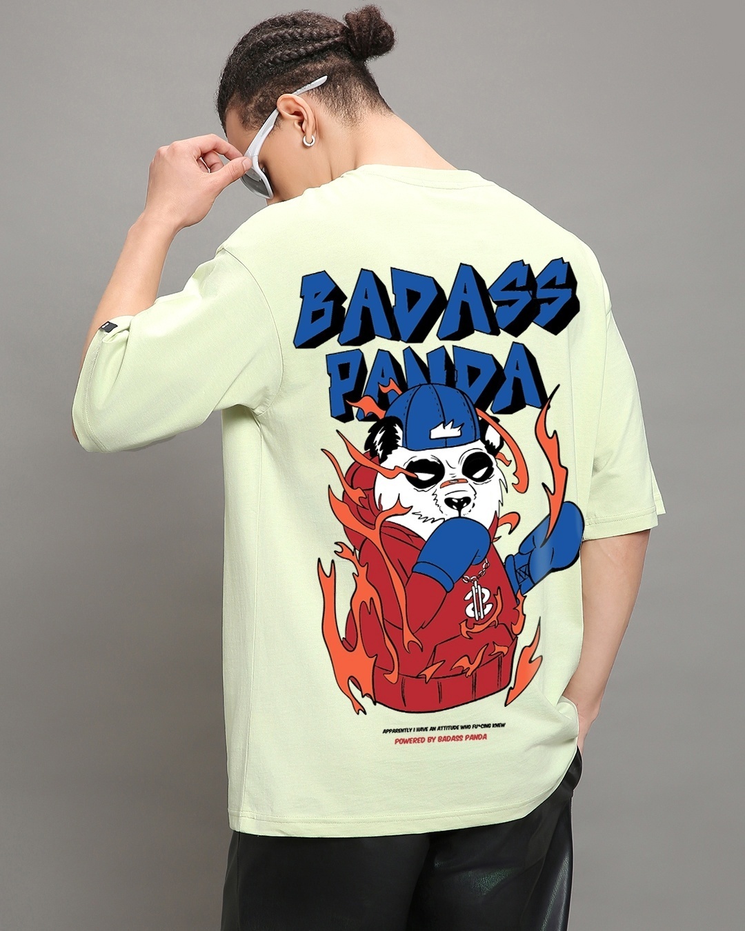 Buy Men's Green Badass Panda Graphic Printed Oversized T-shirt Online ...