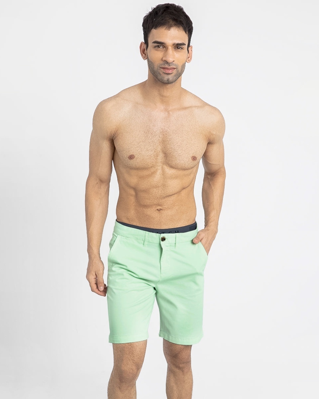 Shop Men's Green Chino Shorts-Front