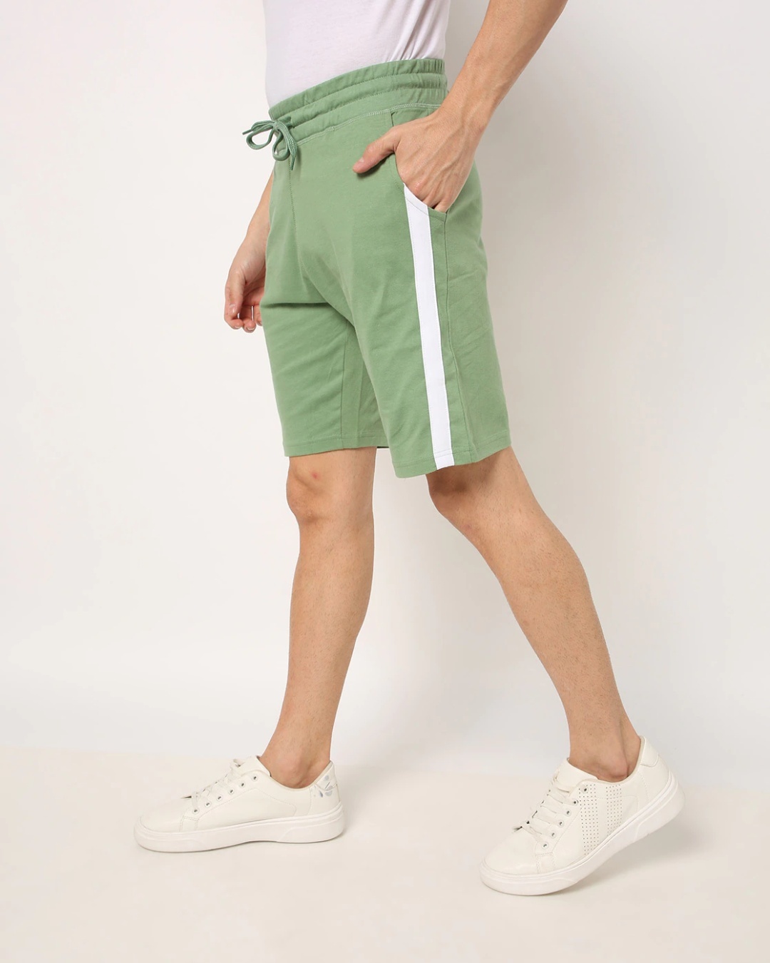 Shop Men's Green Color Block Shorts-Back