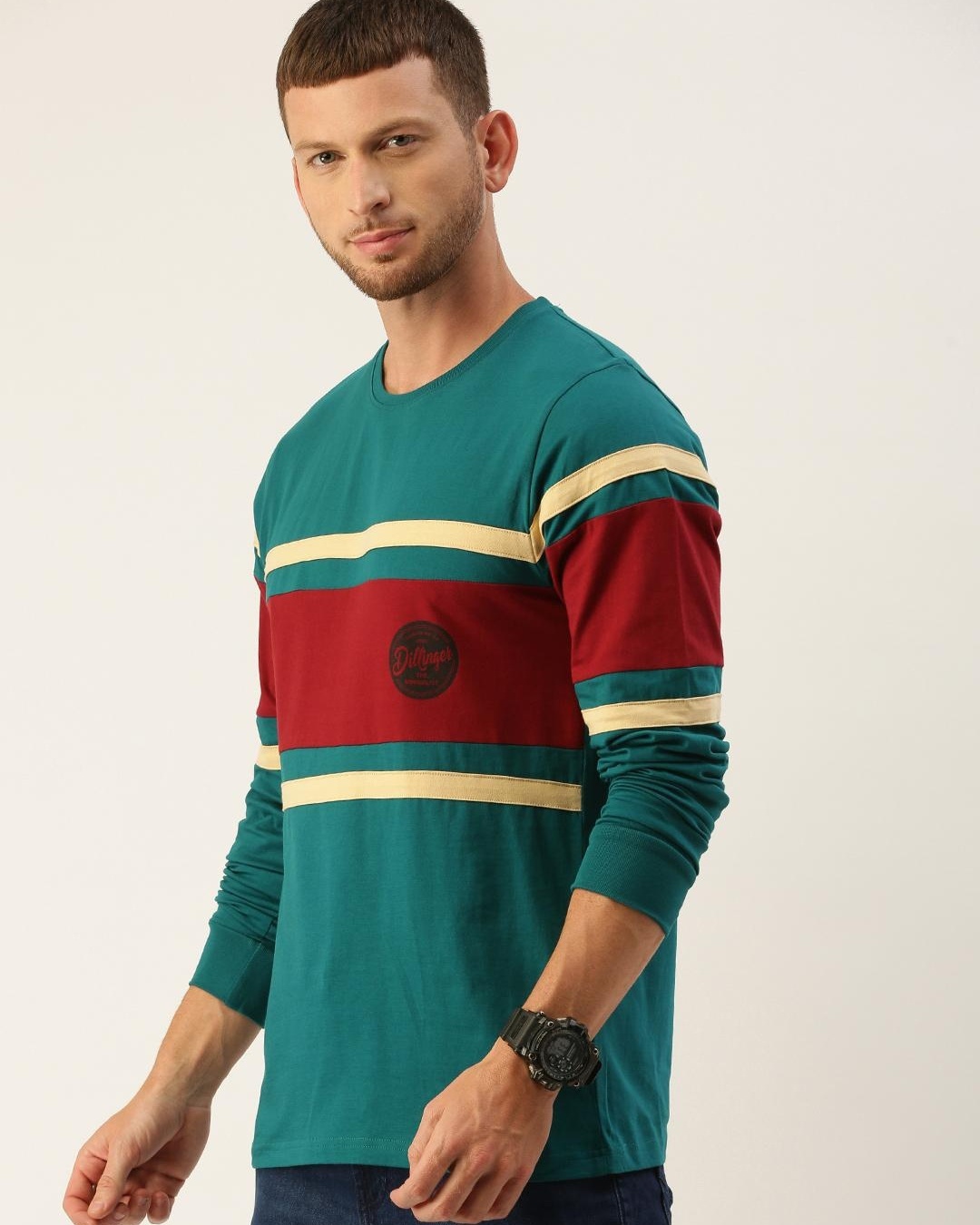 Buy Men's Green Color Block Tshirt for Men Green Online at Bewakoof