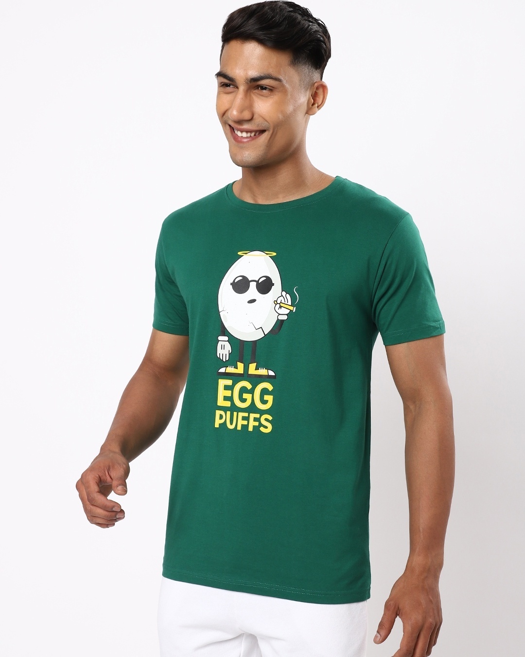 Shop Men's Green Egg Puffs T-shirt-Back