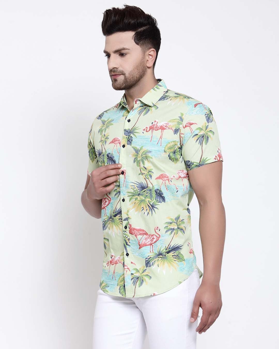 Buy Men's Green Floral Prin T-Shirt for Men green Online at Bewakoof