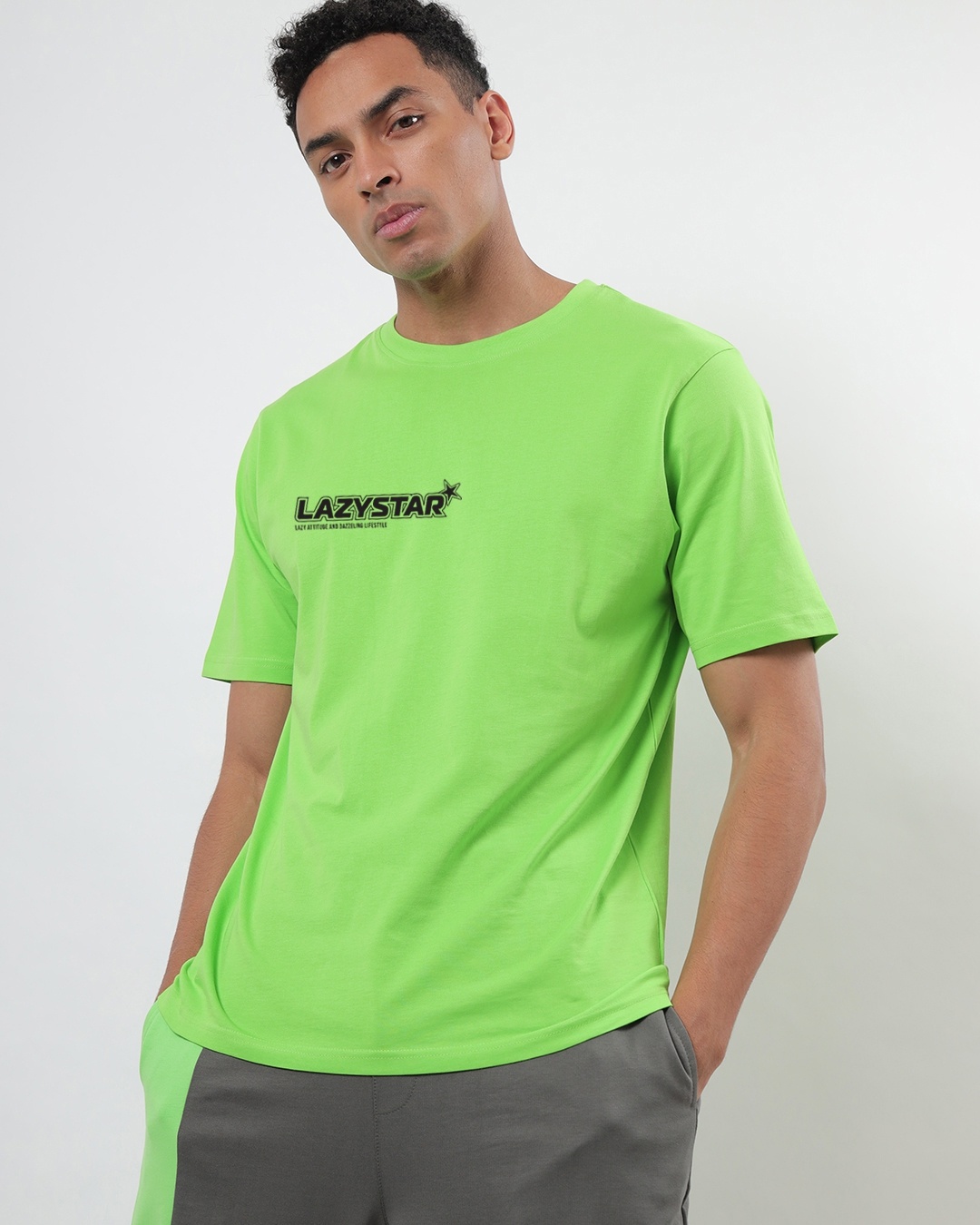 Shop Men's Green Lazystar Oversized T-shirt-Back