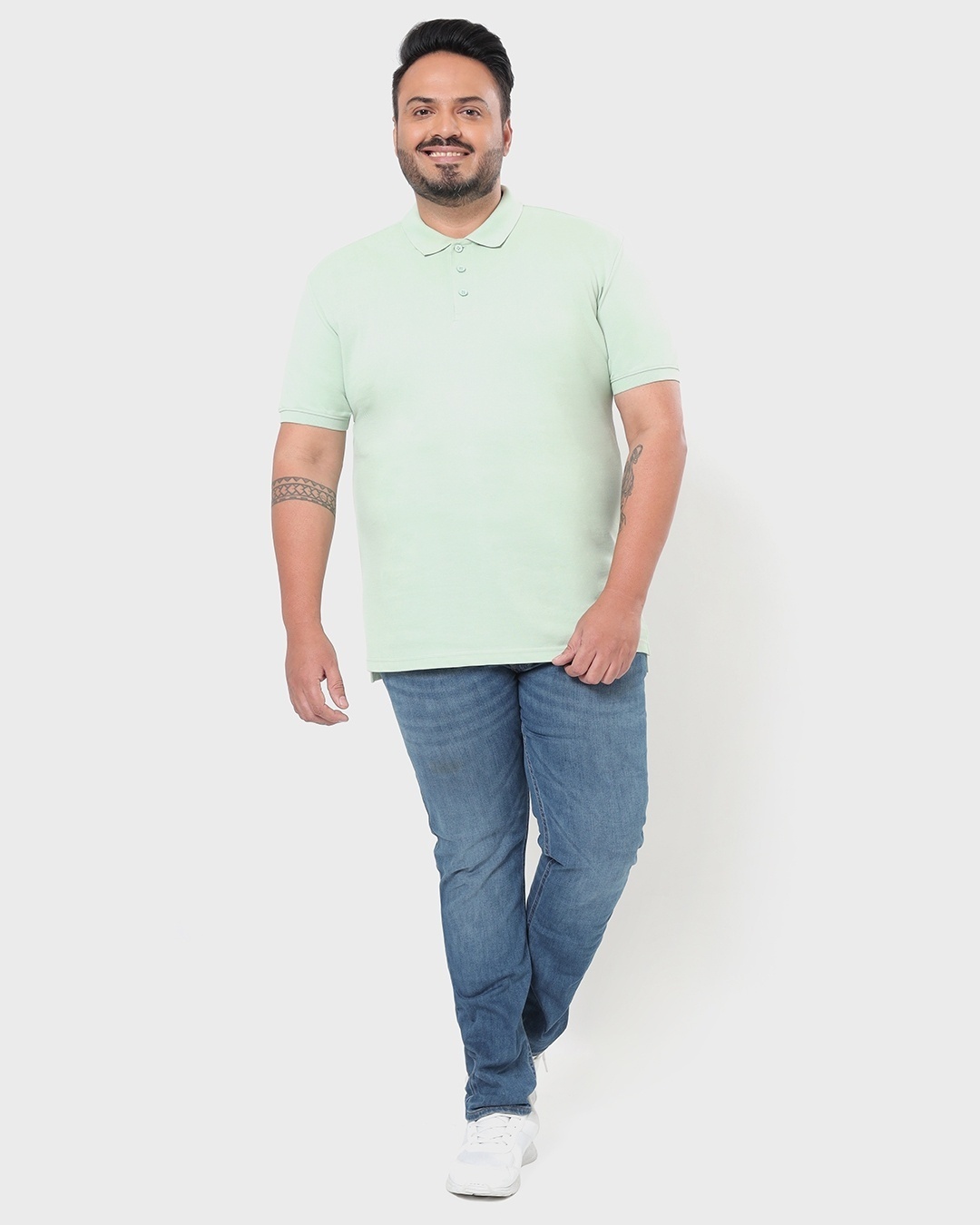 Shop Men's Green Plus Size Classic Pique Polo T-shirt-Full