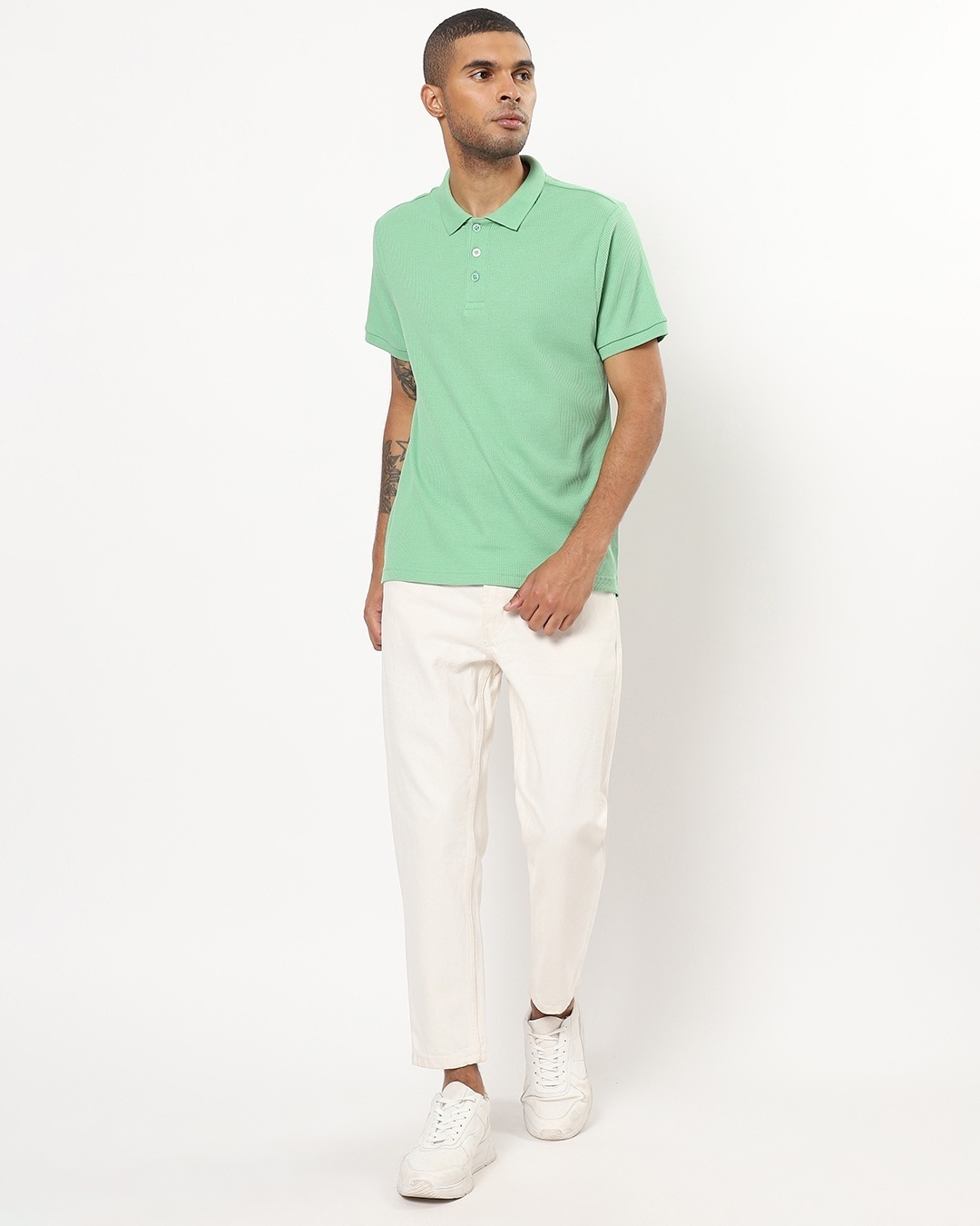 Shop Men's Green Polo T-shirt-Full