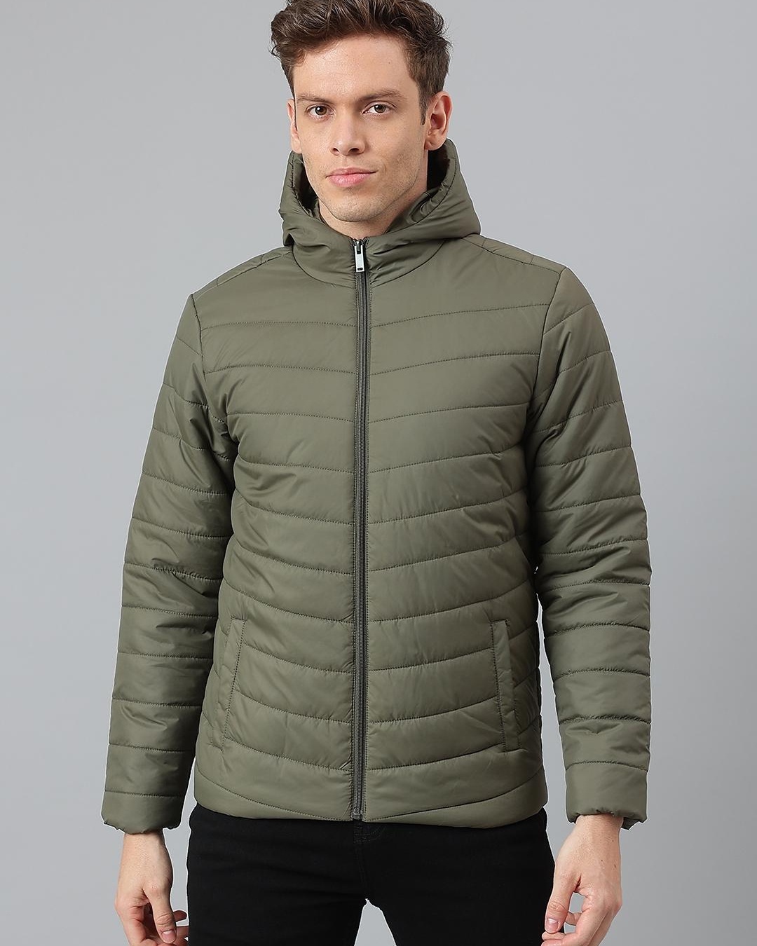 Buy Men's Green Puffer Hooded Jacket for Men Green Online at Bewakoof