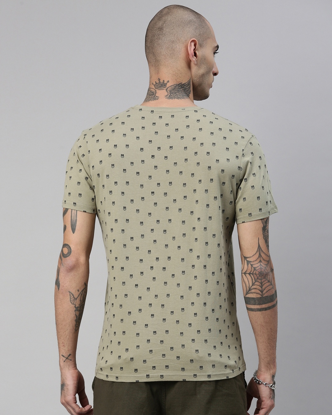 Shop Men's Green Regular Fit Printed Tshirt-Back