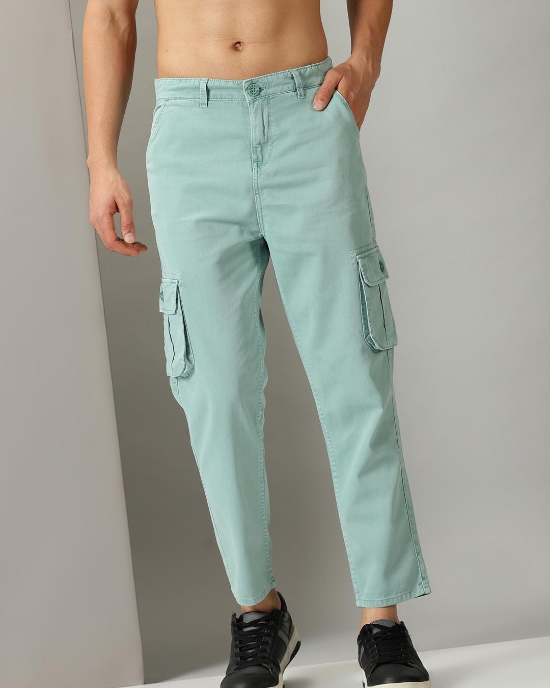 Buy Men's Blue Relaxed Fit Cargo Trousers Online at Bewakoof