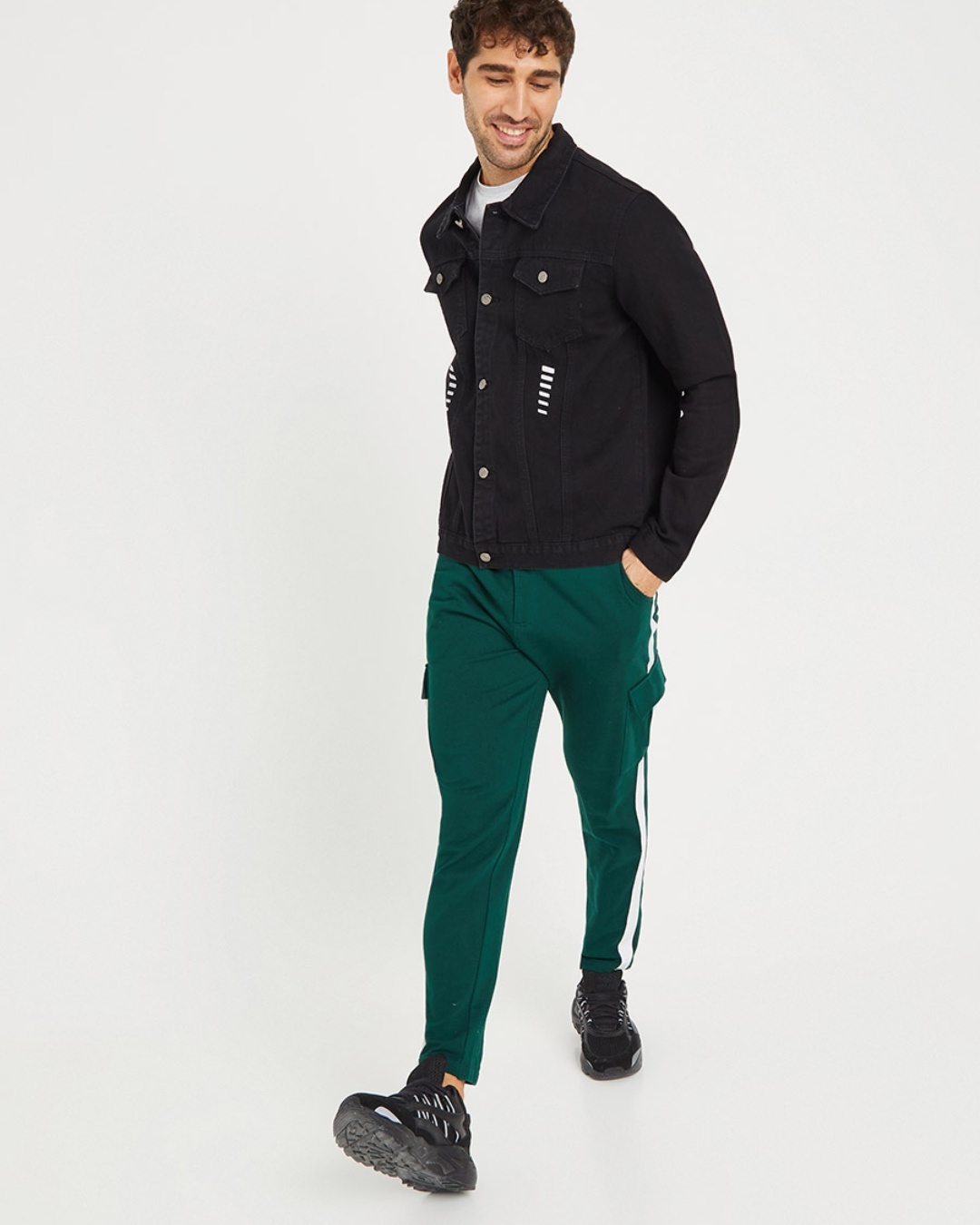 Shop Men's Green Side Striped Tapered Fit Chinos-Design