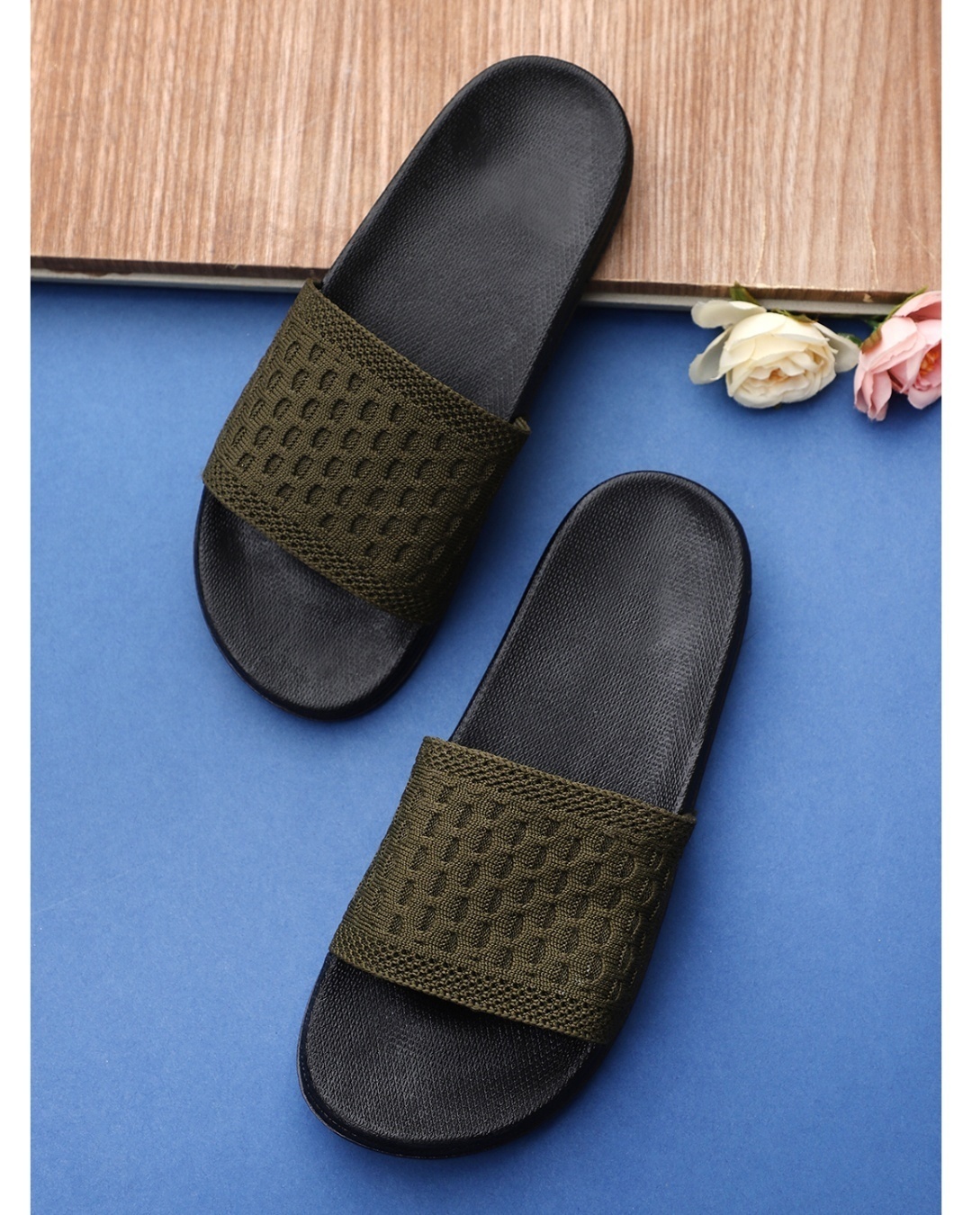 Mens hot sale green sliders