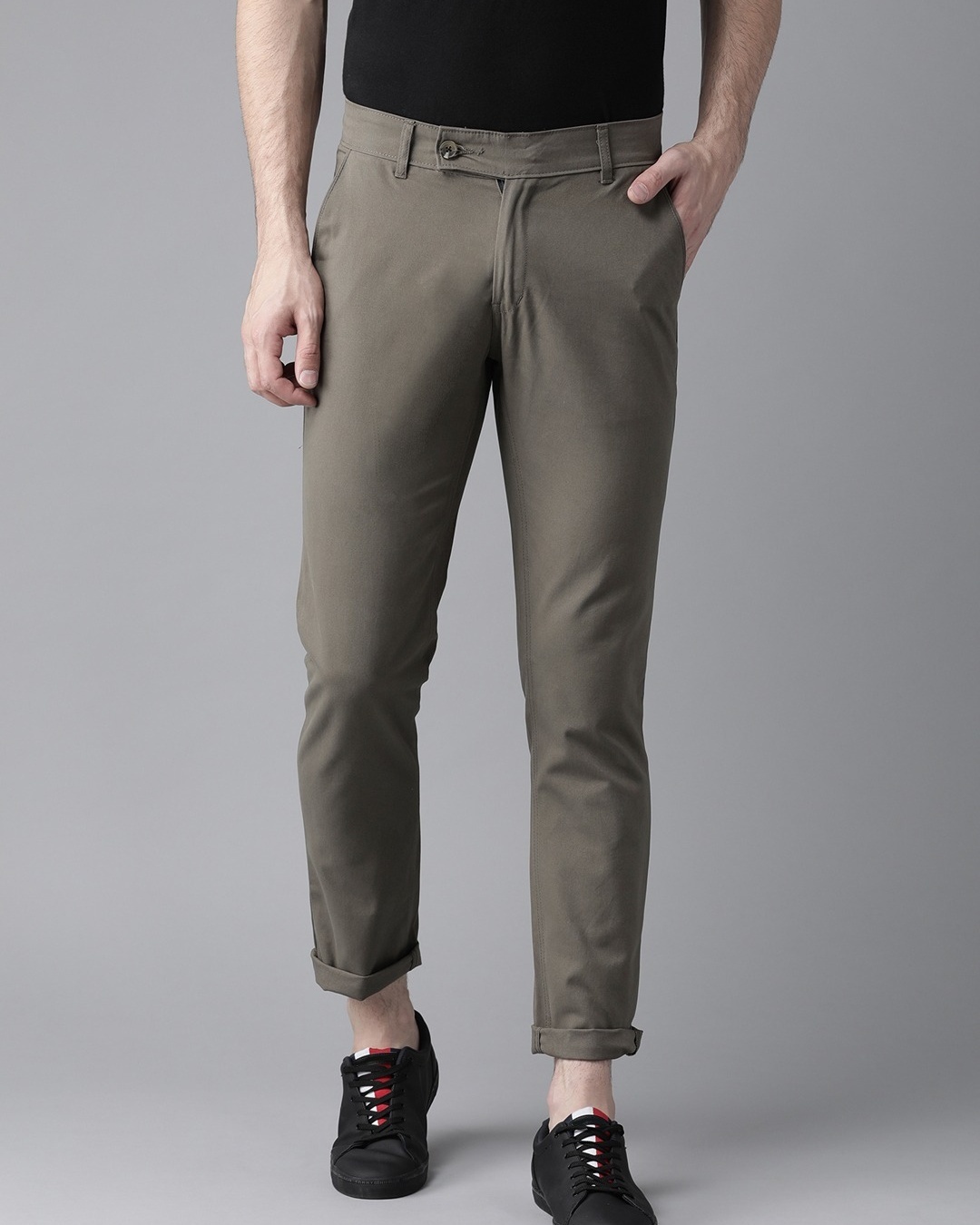 Shop Men's Green Slim Fit Chinos-Front