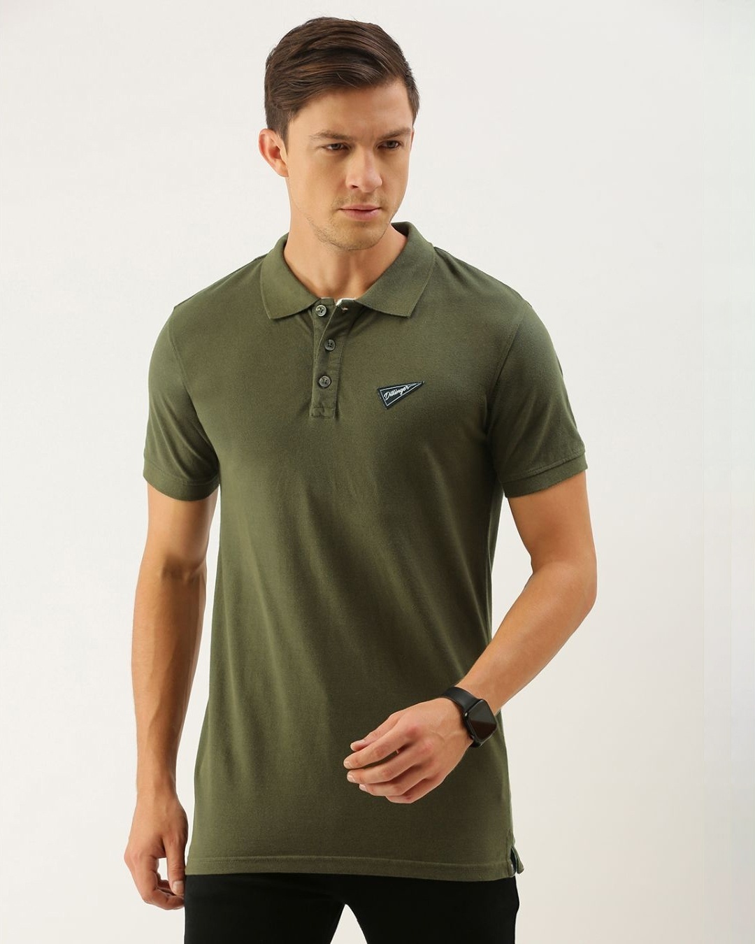 Shop Men's Green Solid T-shirt-Front