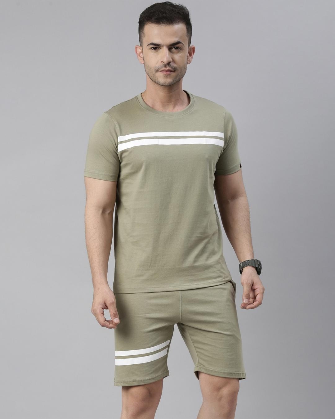 Buy Men's Green Striped Co-ord Set Online in India at Bewakoof