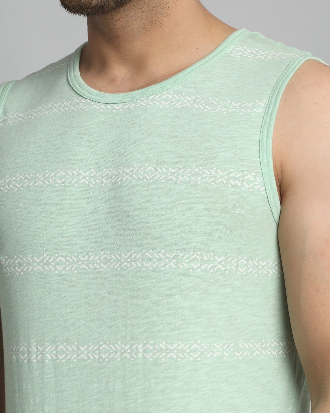 Shop Men's Green Striped Printed T-shirt-Full