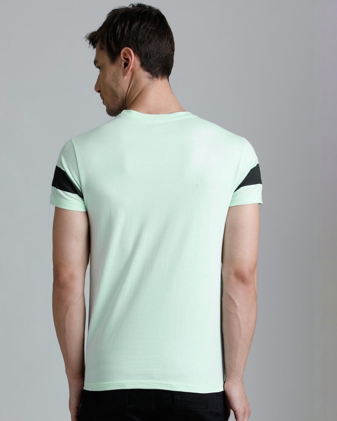 Shop Men's Green Striped T-shirt-Back