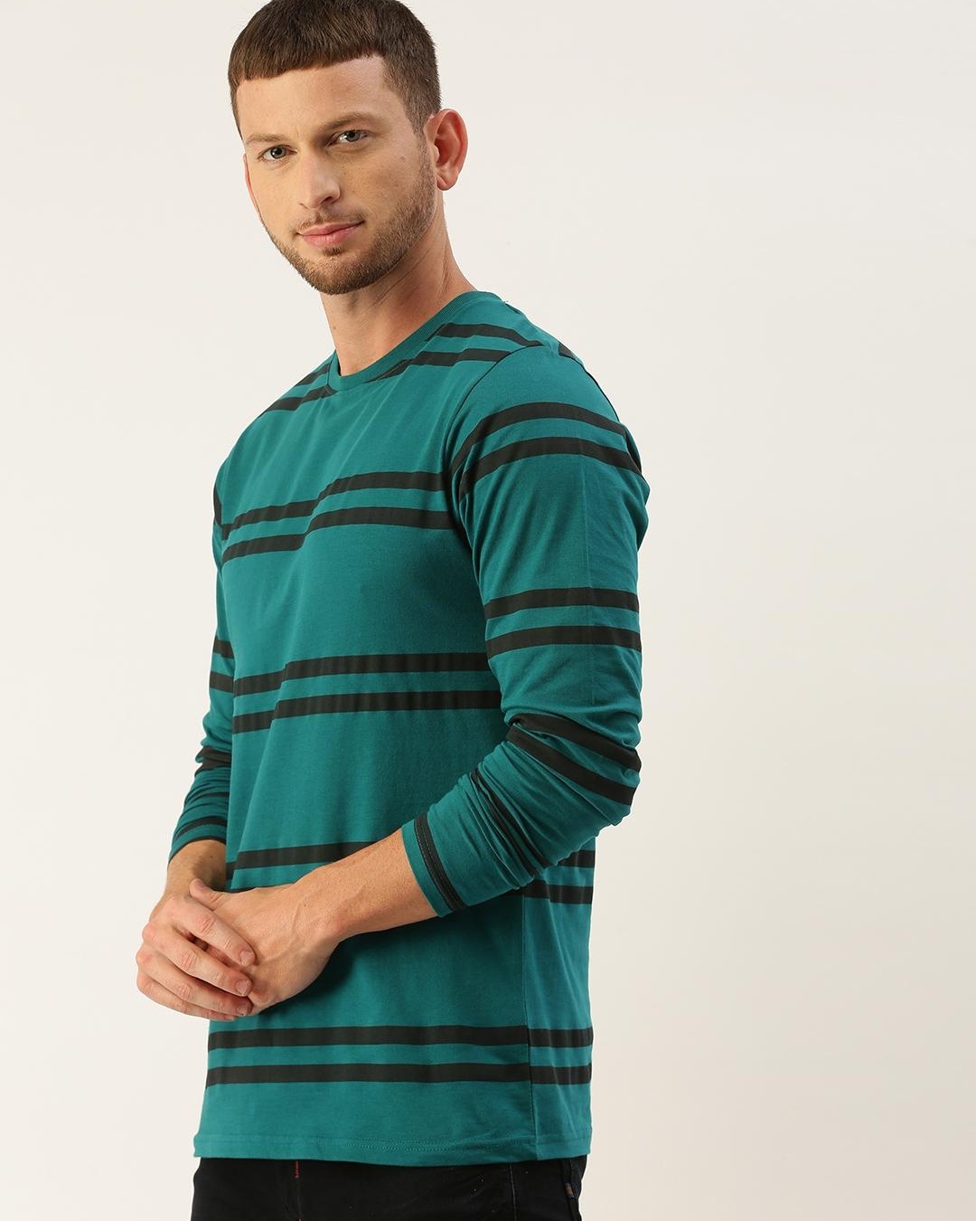 Buy Mens Green Striped T Shirt For Men Blue Online At Bewakoof 