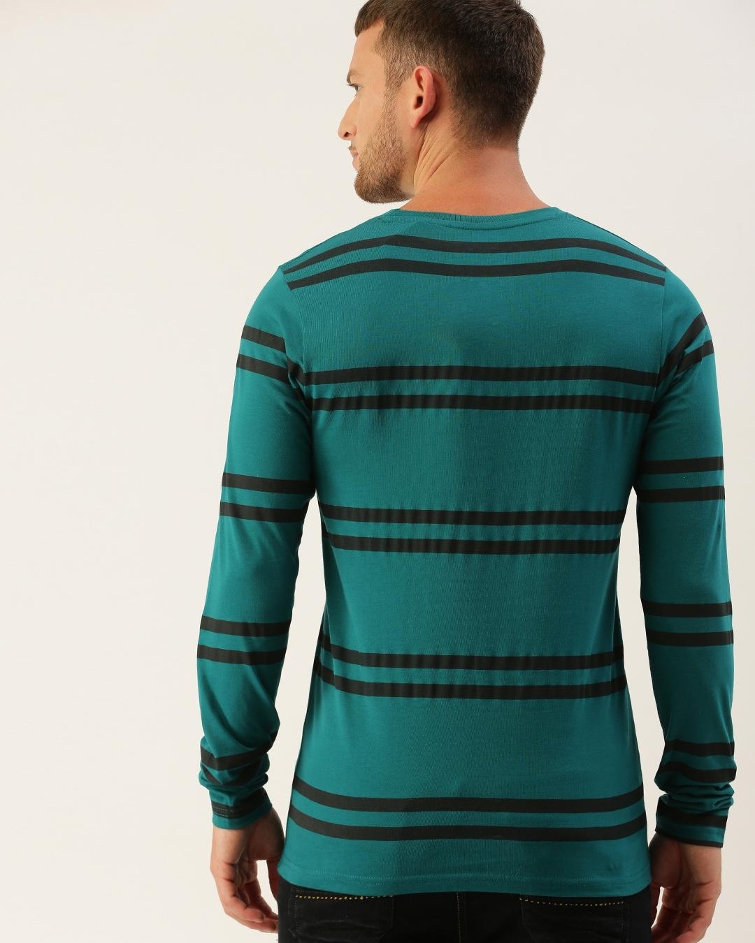 Buy Men's Green Striped Tshirt for Men Blue Online at Bewakoof