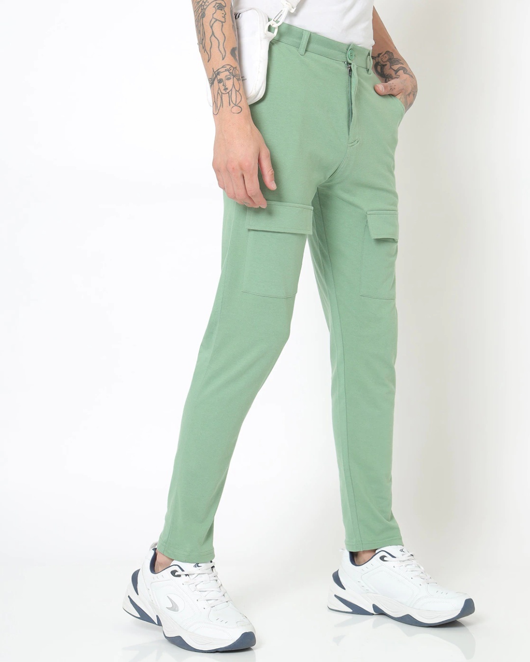 Shop Men's Green Tapered Fit Chinos-Front