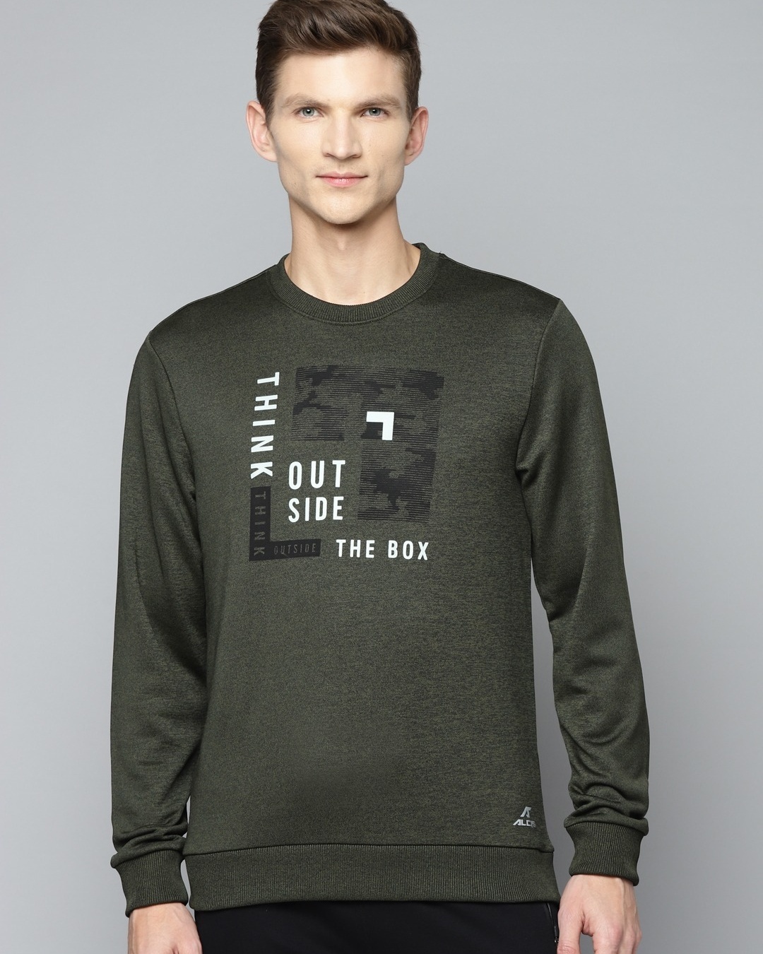Shop Men's Green Think Outside The Box Typography Sweatshirt-Back