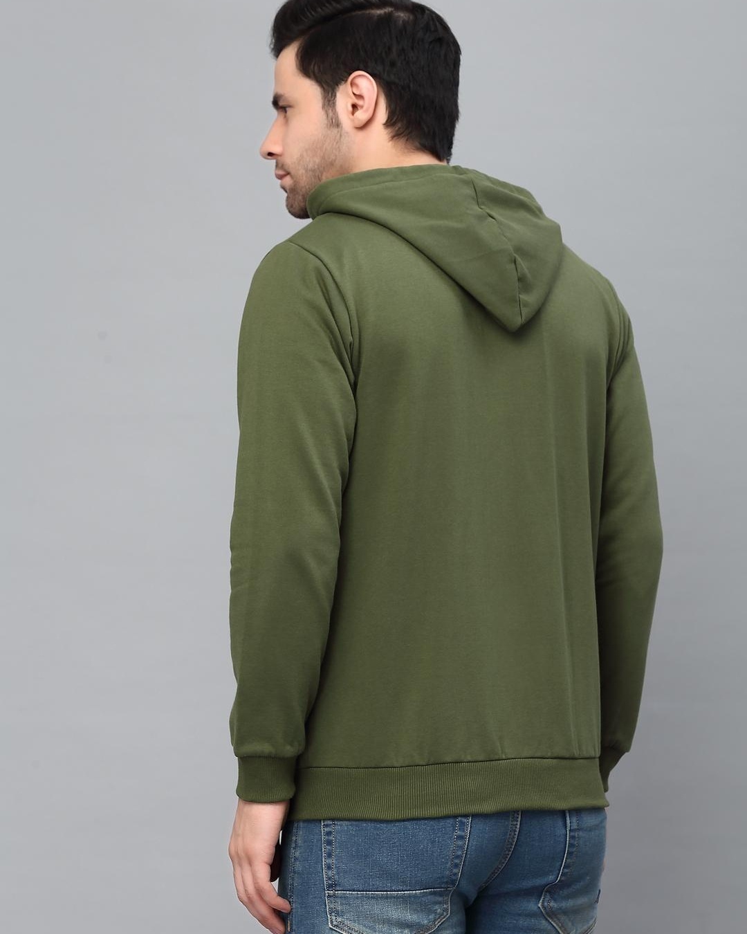 Shop Men's Green Typography Slim Fit Hooded Jacket-Full
