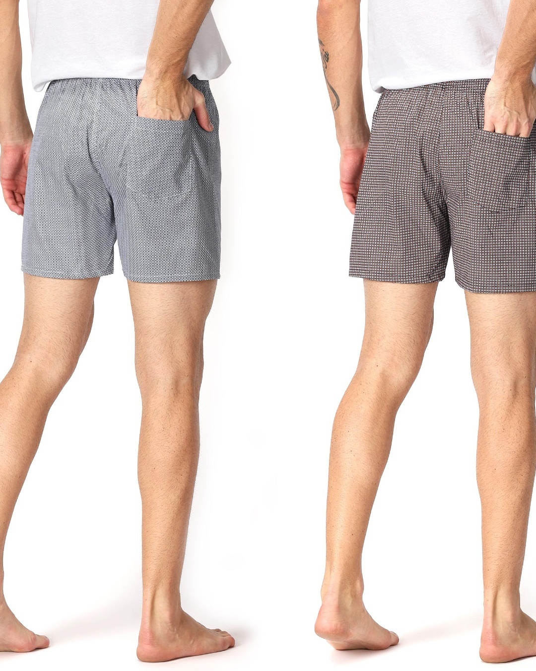 Buy Men's Grey & Blue All Over Printed Relaxed Fit Boxers (Pack Of 2