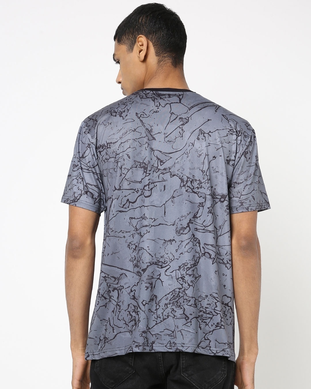 Shop Men's Grey All Over Warped Slate Printed T-shirt-Design