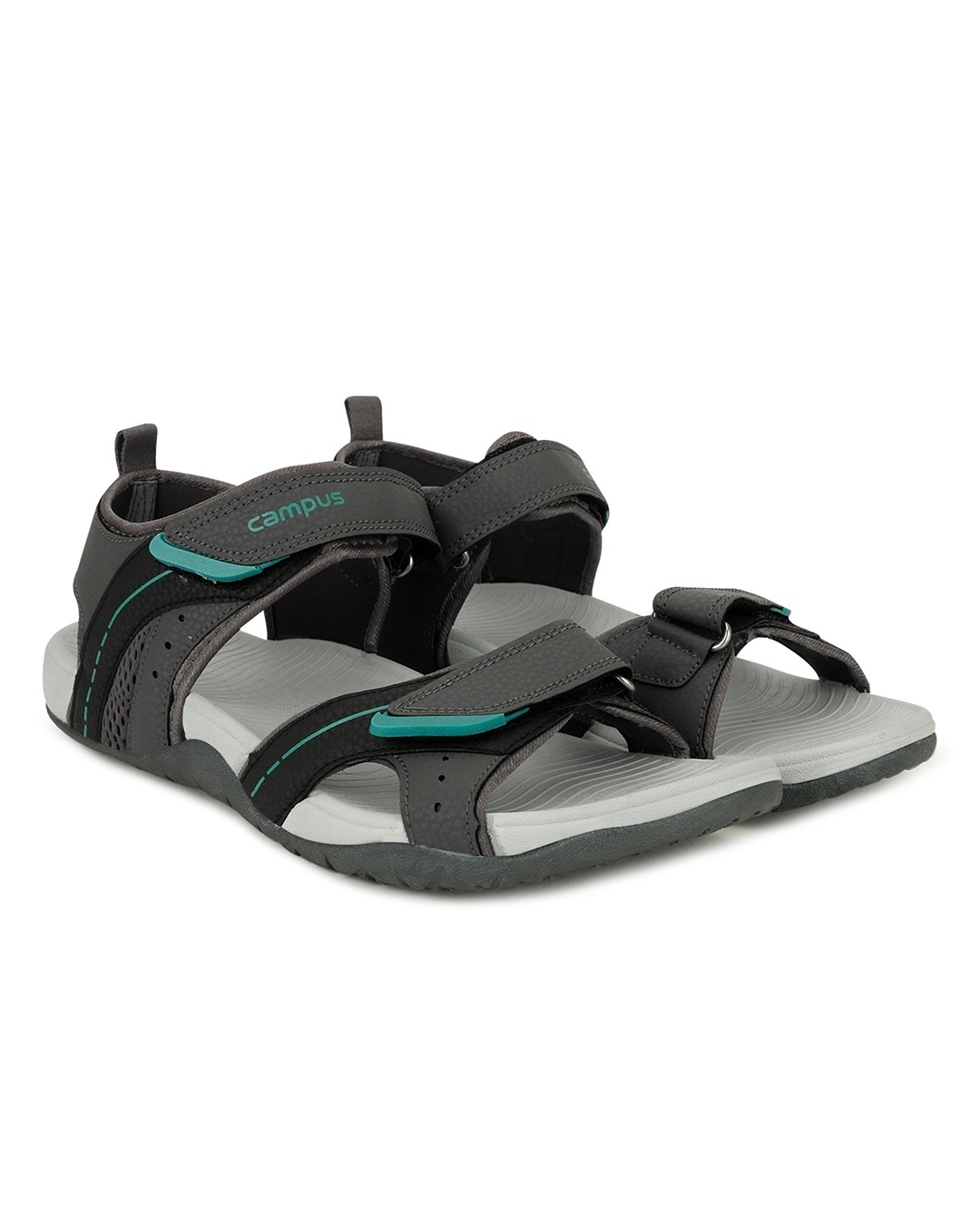 Shop Men's Grey & Black Color Block Sandals-Front