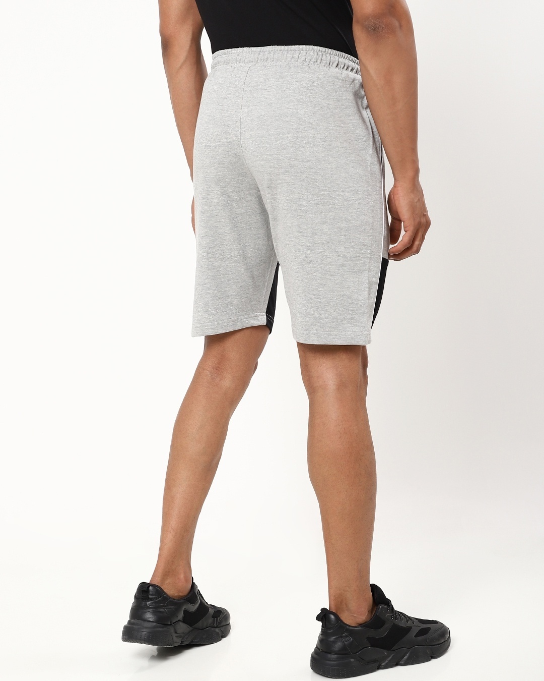 Shop Men's Grey & Black Color Block Shorts-Full