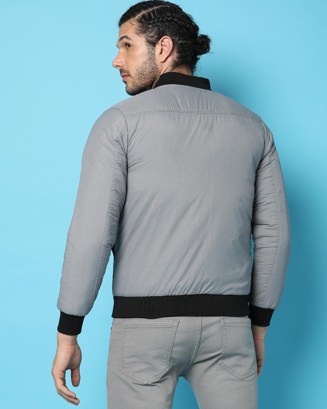 Shop Men's Grey Bomber Jacket-Design