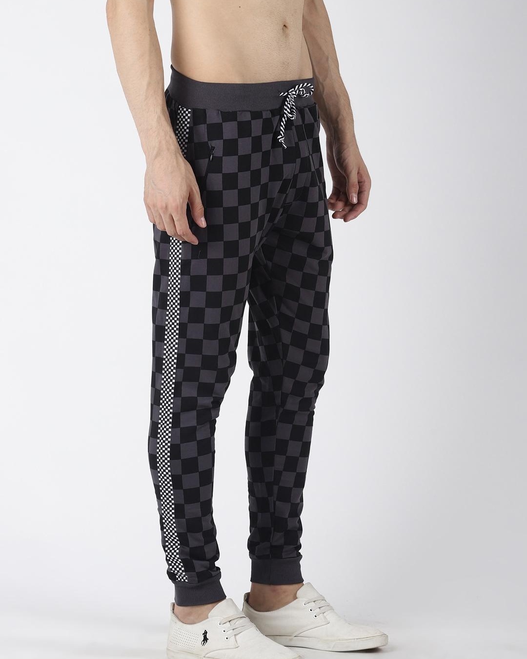 grey checked joggers