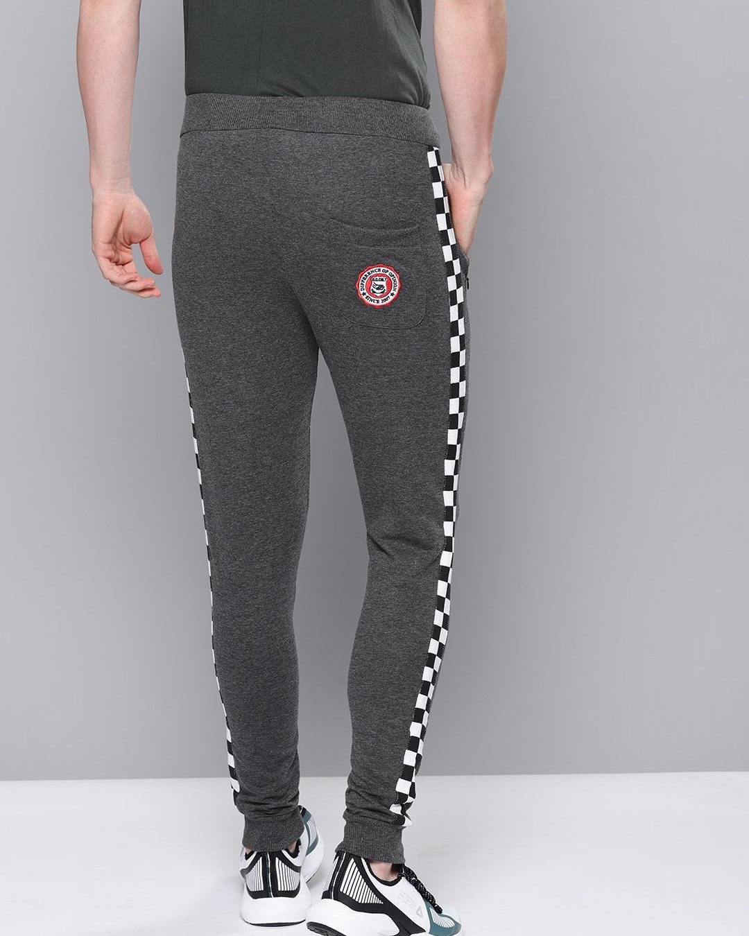 checked joggers