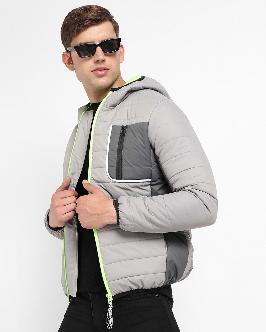 Buy Black and Grey Color Block Windcheater Jacket for Men Online in India  -Beyoung