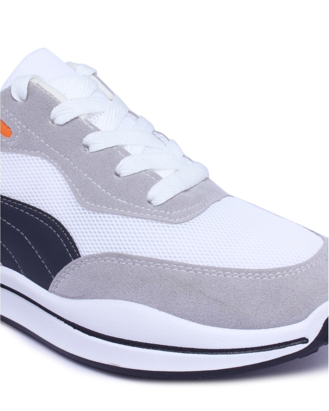 Shop Men's Grey Color Block Lace-Up Sneakers-Full