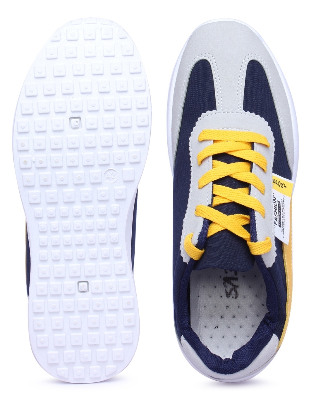 Shop Men's Grey Color Block Lace-Up Sneakers-Full