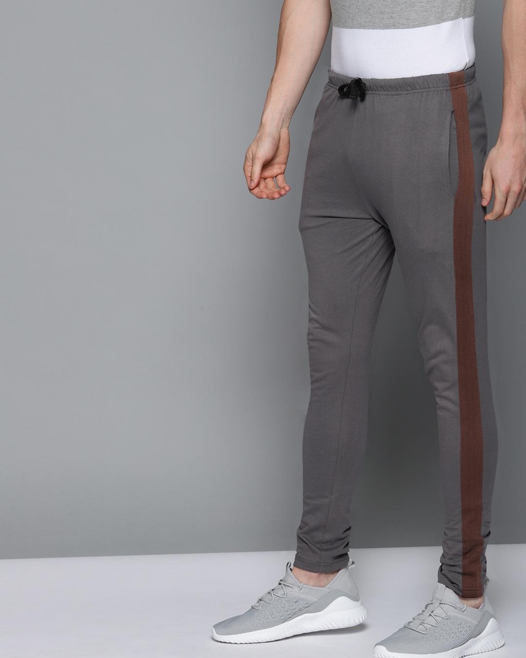 Buy Men's Grey Color Block Track Pants for Men Grey Online at Bewakoof