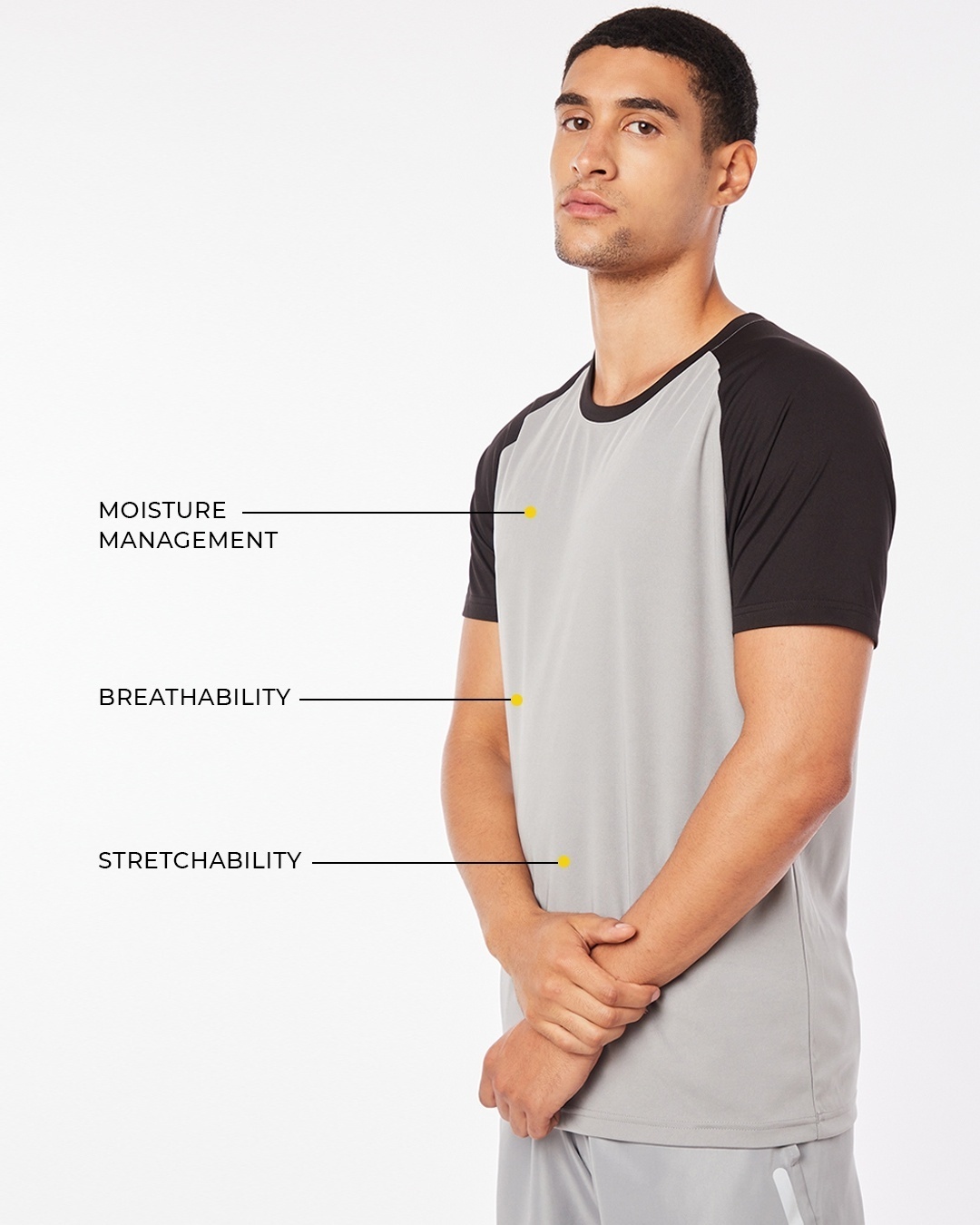 Shop Men's Grey Colorblock Training T-shirt-Back