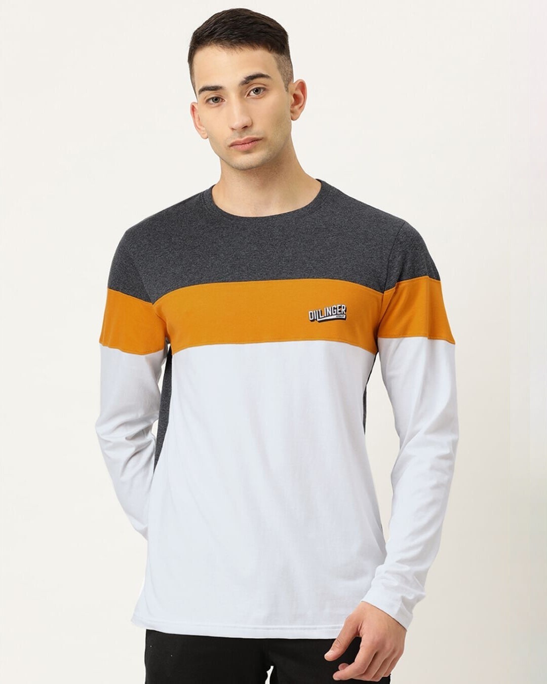 Shop Men's Grey Colourblocked T-shirt-Front
