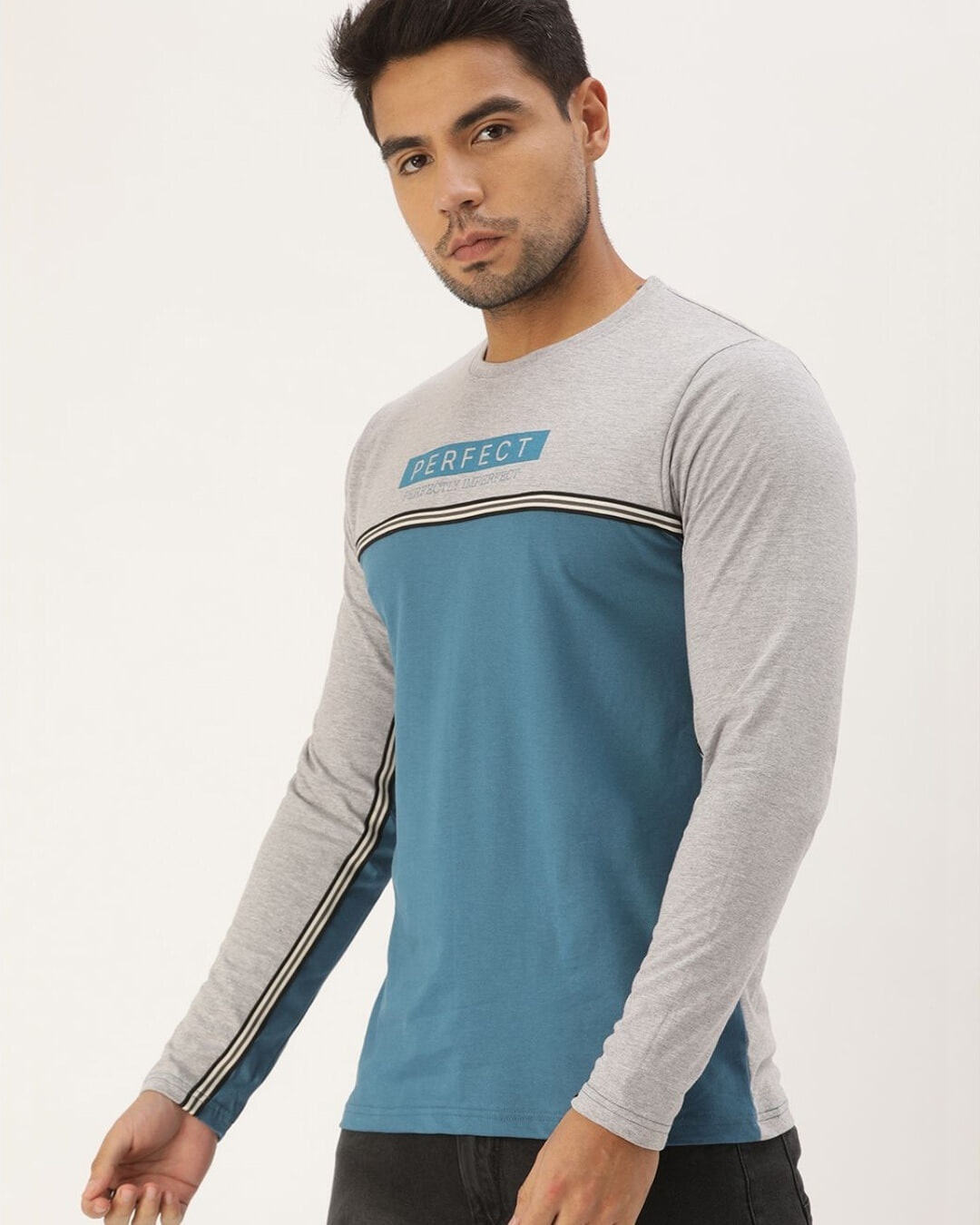 Shop Men's Grey Colourblocked T-shirt-Design