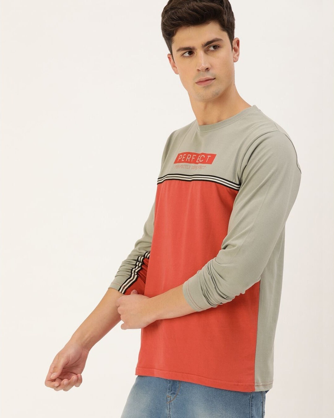 Shop Men's Grey Colourblocked T-shirt-Design