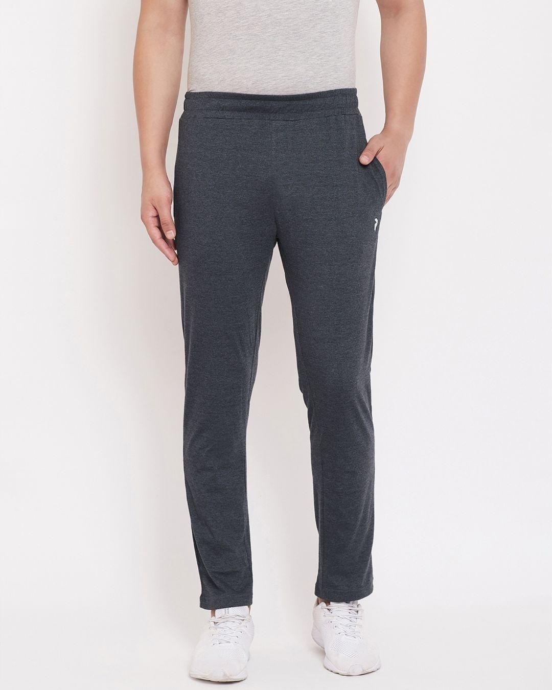 Shop Men's Grey Cotton Track Pants-Full