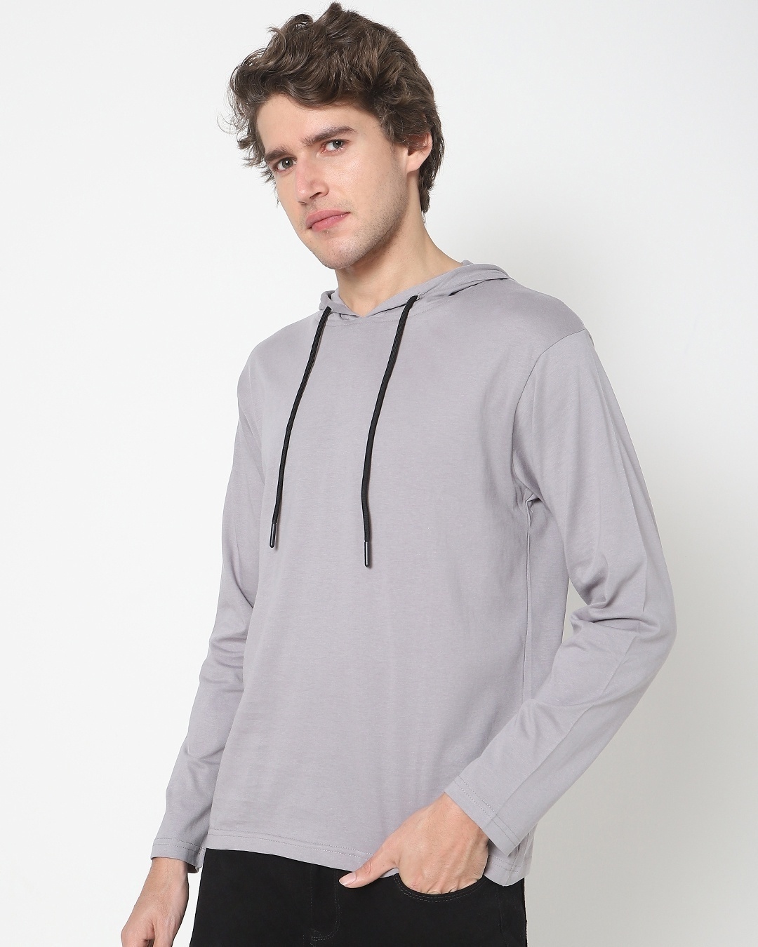 Shop Men's Grey Full Sleeve Hoodie T-shirt-Back