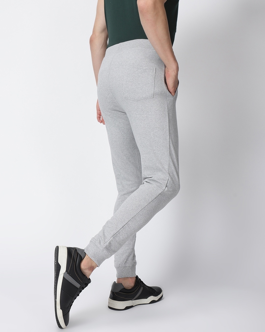 Shop Men's Grey Melange Slim Fit Trackpant-Back