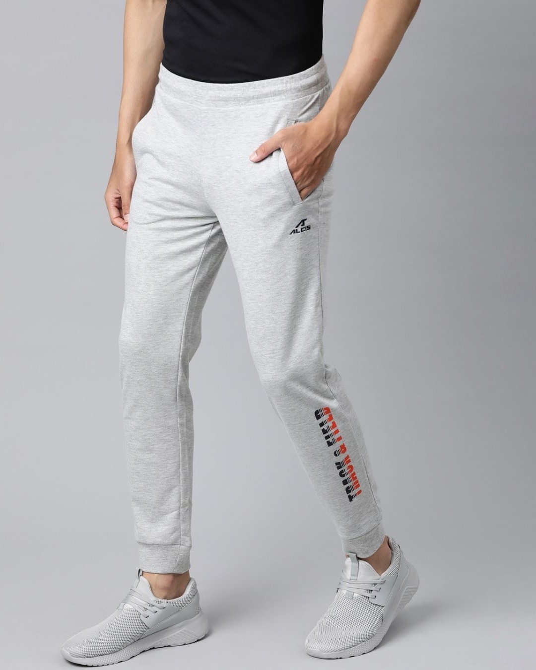 Shop Men's Grey Melange Solid Slim Fit Joggers-Design