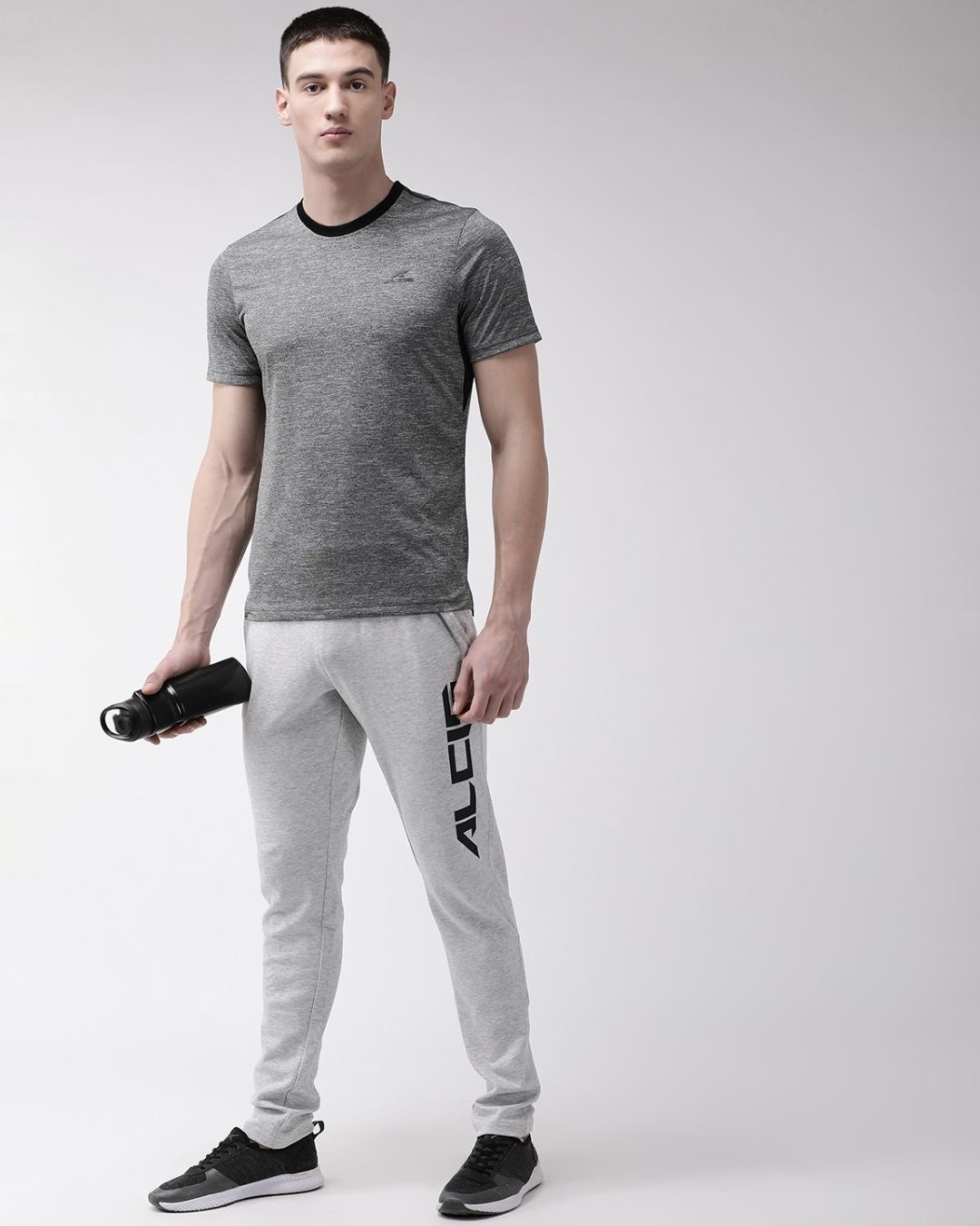 Shop Men's Grey Melange Solid Slim Fit Track Pants